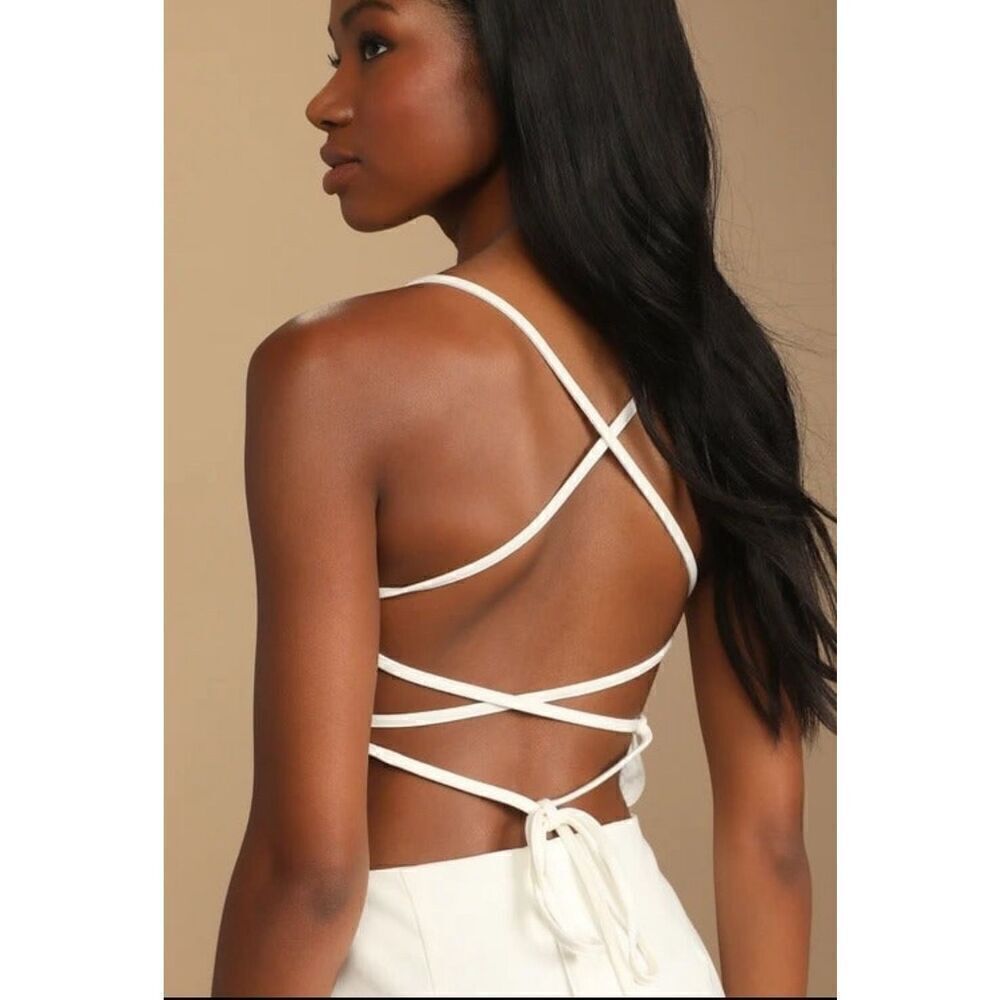 NWT Lulu’s Maple White Lace-Up Column Midi Dress - XS - Picture 4 of 5